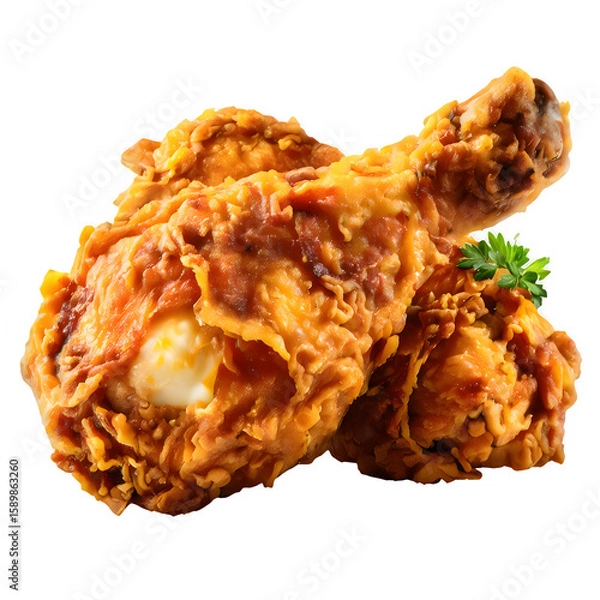 Fototapeta Crispy fried chicken on transparent background