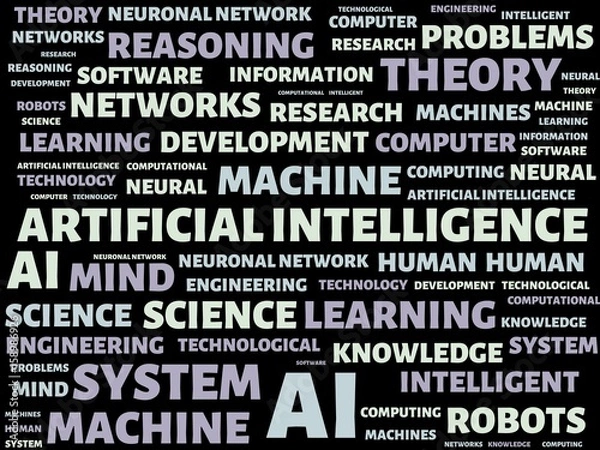 Fototapeta ARTIFICIAL INTELLIGENCE - image with words associated with the topic ARTIFICIAL INTELLIGENCE, word cloud, cube, letter, image, illustration