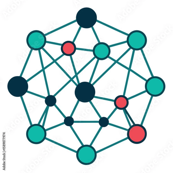 Fototapeta Interconnected Neural Network Node AI Technology Icon