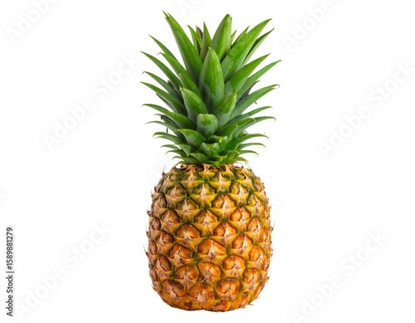 Obraz Fresh Ripe Pineapple with Green Leaves, isolated on a transparent background