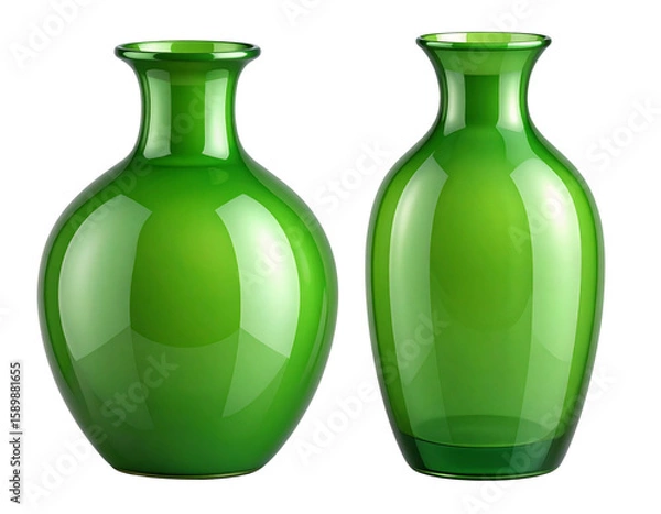 Obraz Modern Green Ceramic and Glass Vase Set, isolated on a transparent background