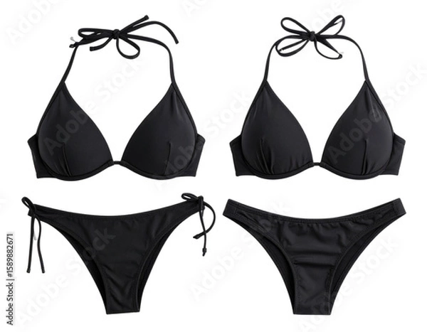 Obraz Women's Black Bikini for Summer Vacation, isolated on a transparent background