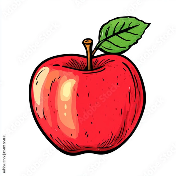 Obraz red apple with leaf