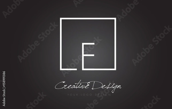 Fototapeta E Square Frame Letter Logo Design with Black and White Colors.