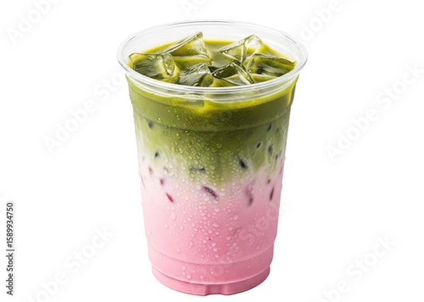 Obraz iced strawberry matcha latte in a takeaway cup