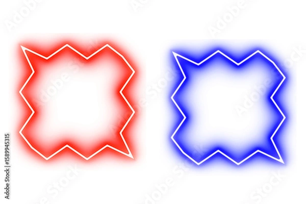 Fototapeta Glowing Red vs Blue Electric Zig Zag Explosion Frames for Text or Design PNG