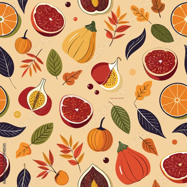 Fototapeta A delightful and colorful seamless fruit