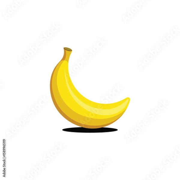 Fototapeta Bright Yellow Banana Vector Illustration with Subtle Shadow