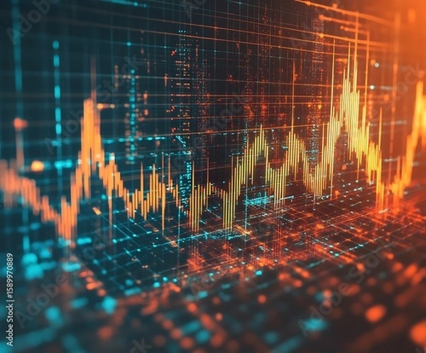 Fototapeta Exchange chart money on investment business background of growth currency trade graph profit analysis or marketing strategy for digital economic technology