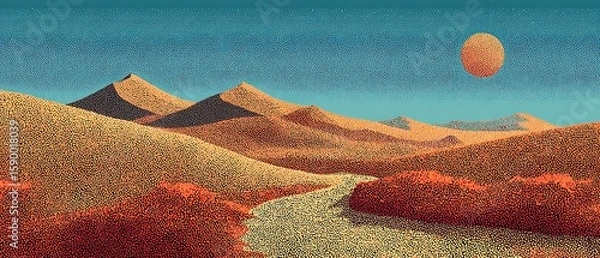 Obraz Golden Wheat Field with Trees Under a Blue Sky