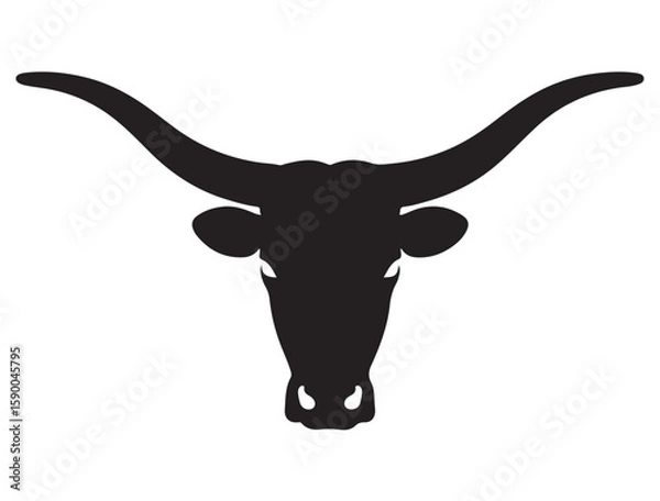 Obraz LONGHORN HEAD SILHOUETTE