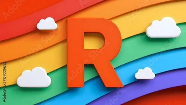 Fototapeta Letter r rainbow background colorful design graphic element illustration art
