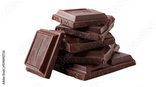 Fototapeta Decadent Dark Chocolate Stack A Tempting Tower of Sweetness and Richness on Transparent Backdrop