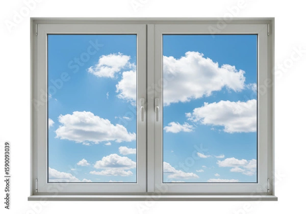 Fototapeta Isolated Window with Blue Sky and Clouds