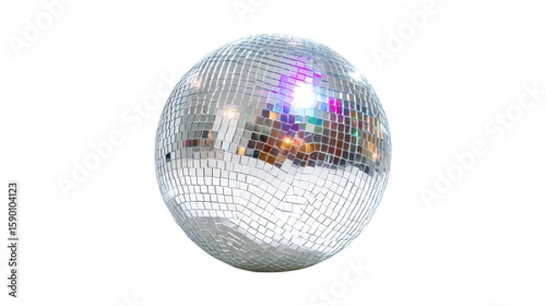 Fototapeta Shiny Disco Ball Reflecting Light on a Transparent Background for Easy Integration