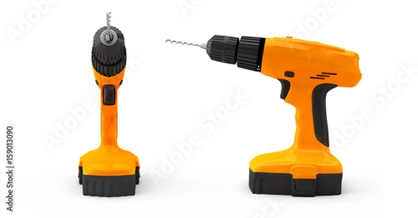 Obraz two combi drill impact drill and screw driver 3d render no shadow