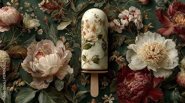 Fototapeta Ice: A Flat Lay of Refreshing Frozen Treats