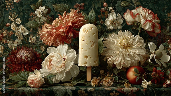 Fototapeta Ice: A Flat Lay of Refreshing Frozen Treats