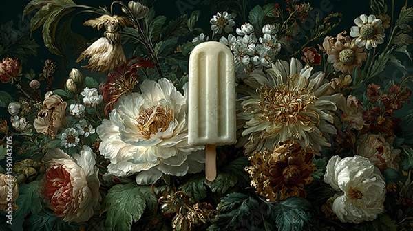 Fototapeta Ice: A Flat Lay of Refreshing Frozen Treats