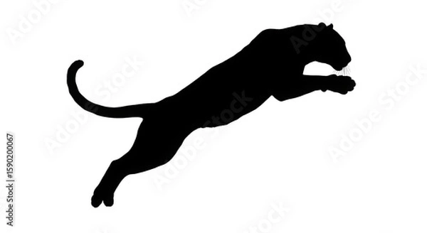 Fototapeta Leaping Panther Silhouette on Transparent Background