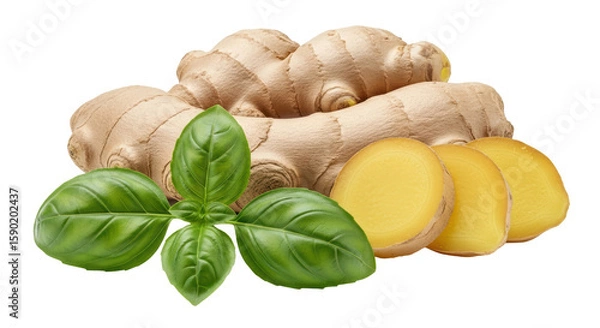 Fototapeta Isolated Ginger and Basil