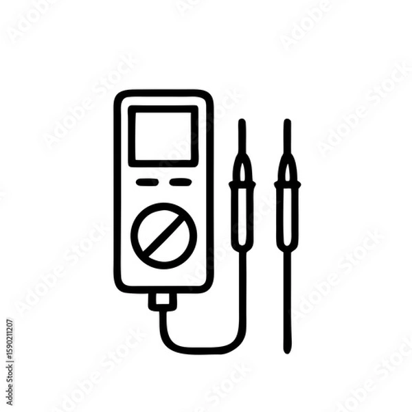 Obraz Digital voltage tester with test leads for measuring voltage and current, transparent background, vector, icon  