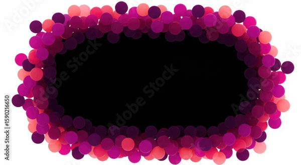 Fototapeta Abstract oval frame of magenta and pink circles isolated on transparent background