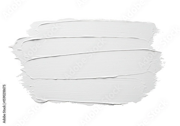 Fototapeta Thick white paint smear with visible brush strokes and texture isolated on transparent background