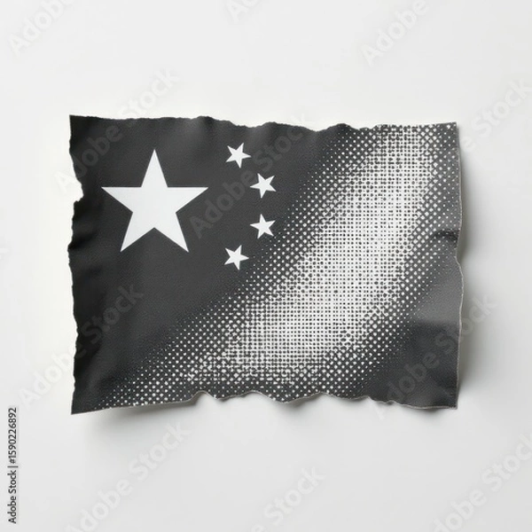 Obraz Aged Chinese Flag: Retro Design with Textured Detail. Excellent for use in presentations, articles, or marketing materials seeking a unique and artistic representation of the Chinese flag