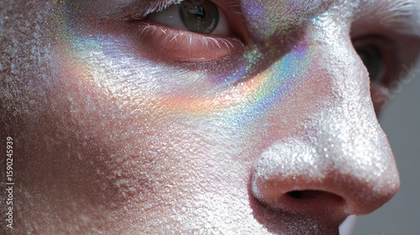 Fototapeta Close-up of a person with a shimmering white aura symbolizing purity
