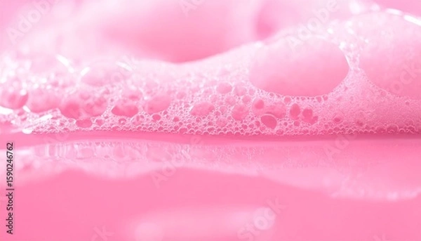 Fototapeta Close-up view of foamy pink bubbles, a beautiful image representing purity