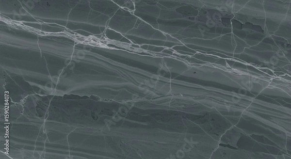 Fototapeta Abstract close-up of dark gray marble with white veining, creating a textured and patterned surface.