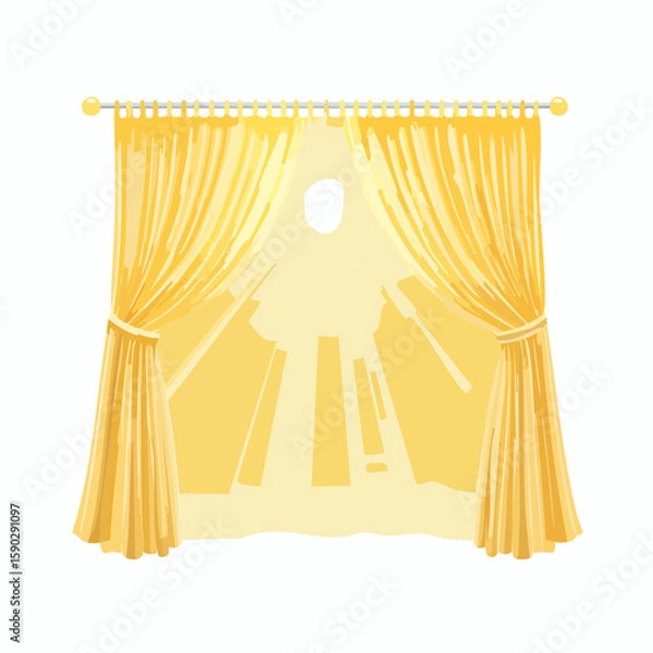 Obraz Curtains with sunlight – Sheer curtains gently swaying, sunlight casting soft patterns.
