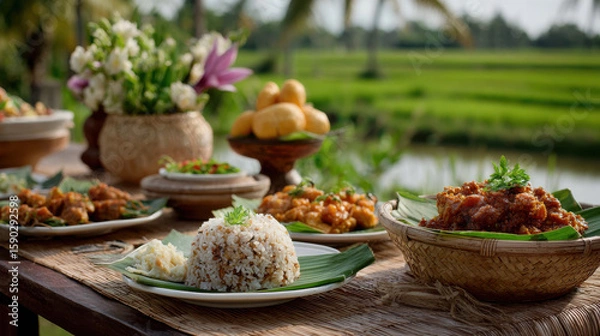 Fototapeta experience vibrant and unique balinese cuisine that captivates both locals and tourists alike