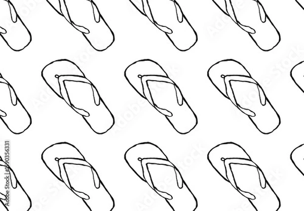 Obraz seamless flip flops pattern - hand-drawn doodle style