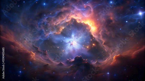 Fototapeta IC348 star-forming region with reflection nebula in the Perseus constellation