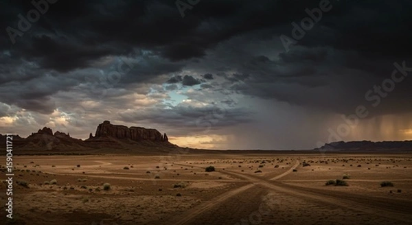 Obraz dark clouds over the desert