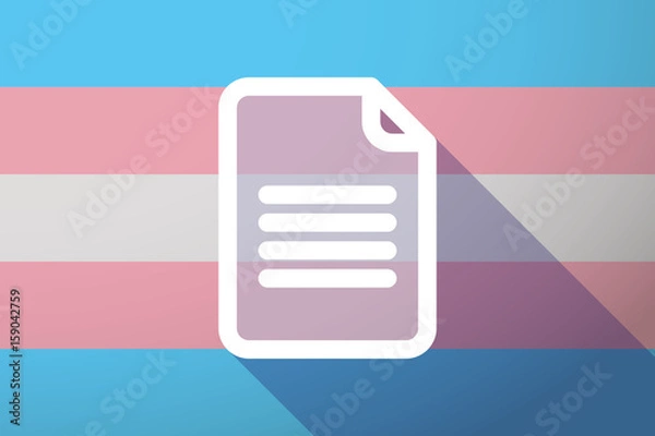 Fototapeta Long shadow transgender flag with a document