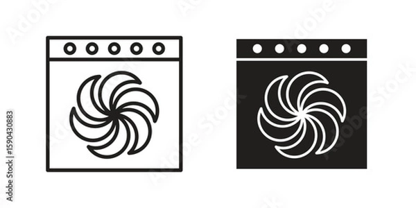 Obraz Convection turbofan stove icon. vector flat and line symbols. Vector Graphics.