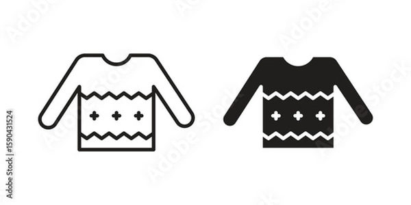 Obraz Christmas sweater icon. vector flat and line symbols. Vector Graphics.