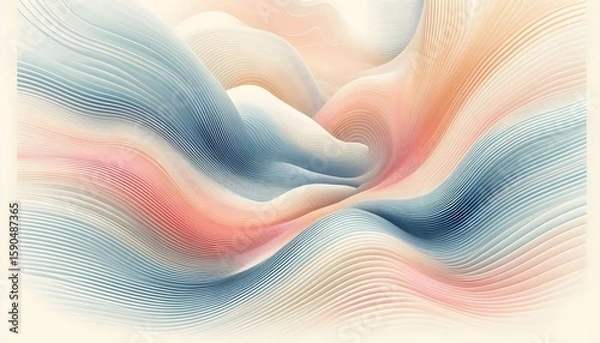 Fototapeta An abstract composition with pastel curves and soft horizontal color streaks forming a modern and relaxing visual background