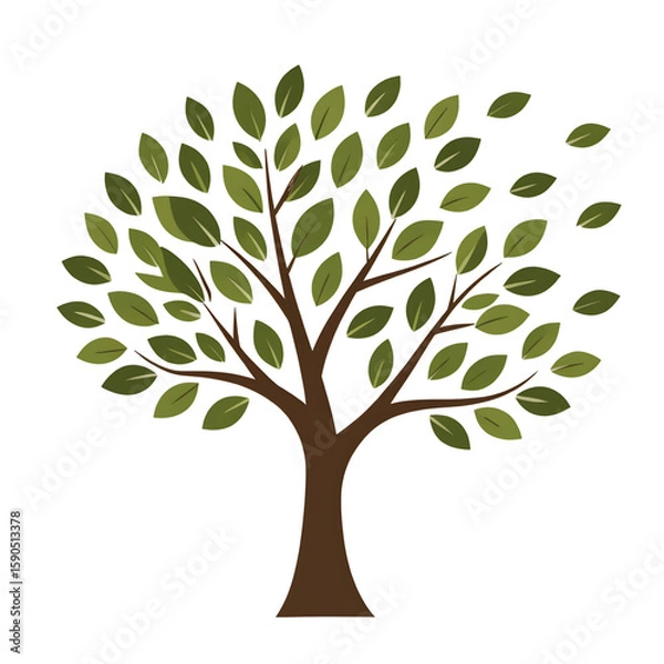 Fototapeta Green Tree Illustration – Eco Nature Concept with Flat Leaves