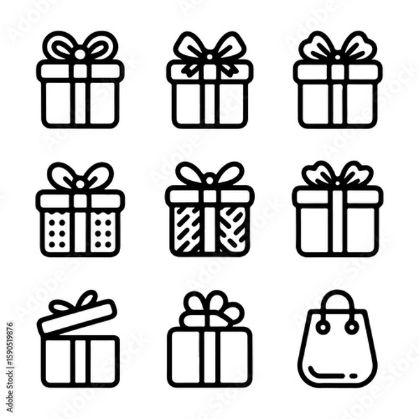 Fototapeta  Quality full gift box line icon set