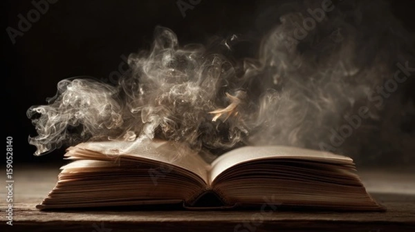 Fototapeta Mysterious book with smoke