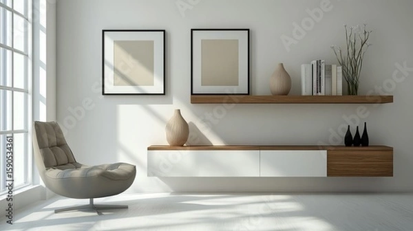 Obraz Minimalist Interior Design With Modern Furniture And Artwork