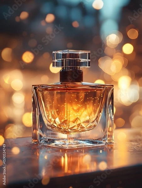 Fototapeta A fragrance-rich perfume, its bottle glistens like a gem under the light