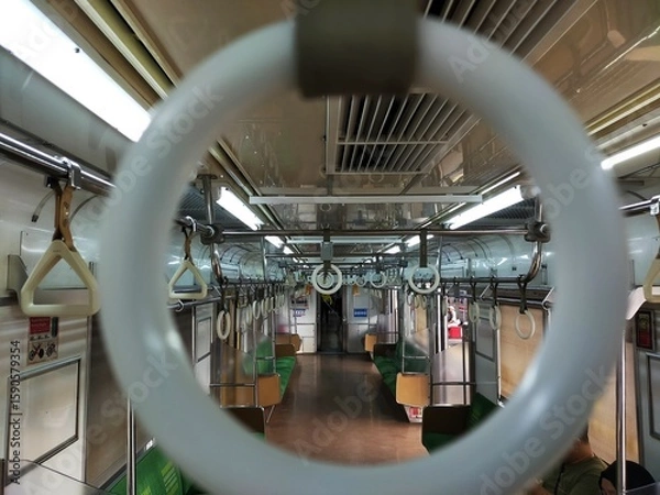 Obraz Inside the train . View from upper hand rail