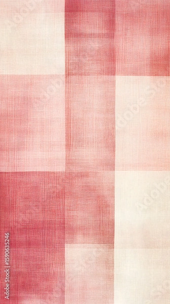 Fototapeta Textured old red plaid fabric seamless pattern background illustration