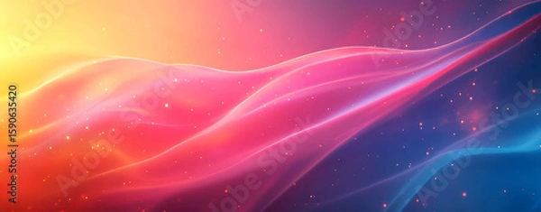 Fototapeta Soft pink and purple waves flow across a silky, illuminated abstract background, creating a vibrant, smooth, and textural design