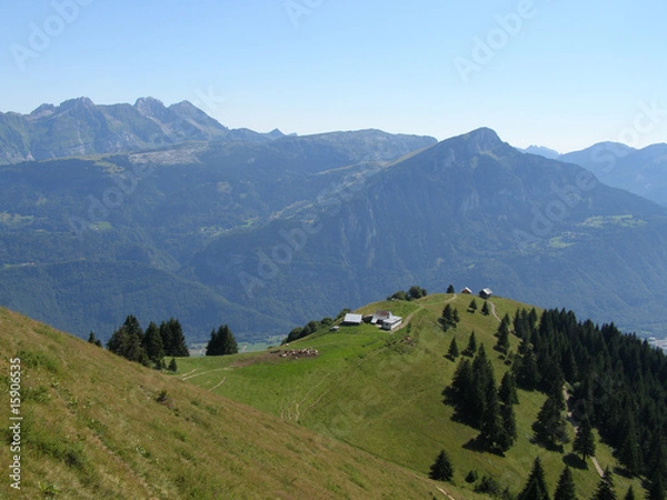 Obraz Alpages et chaine du Bargy vus du Môle